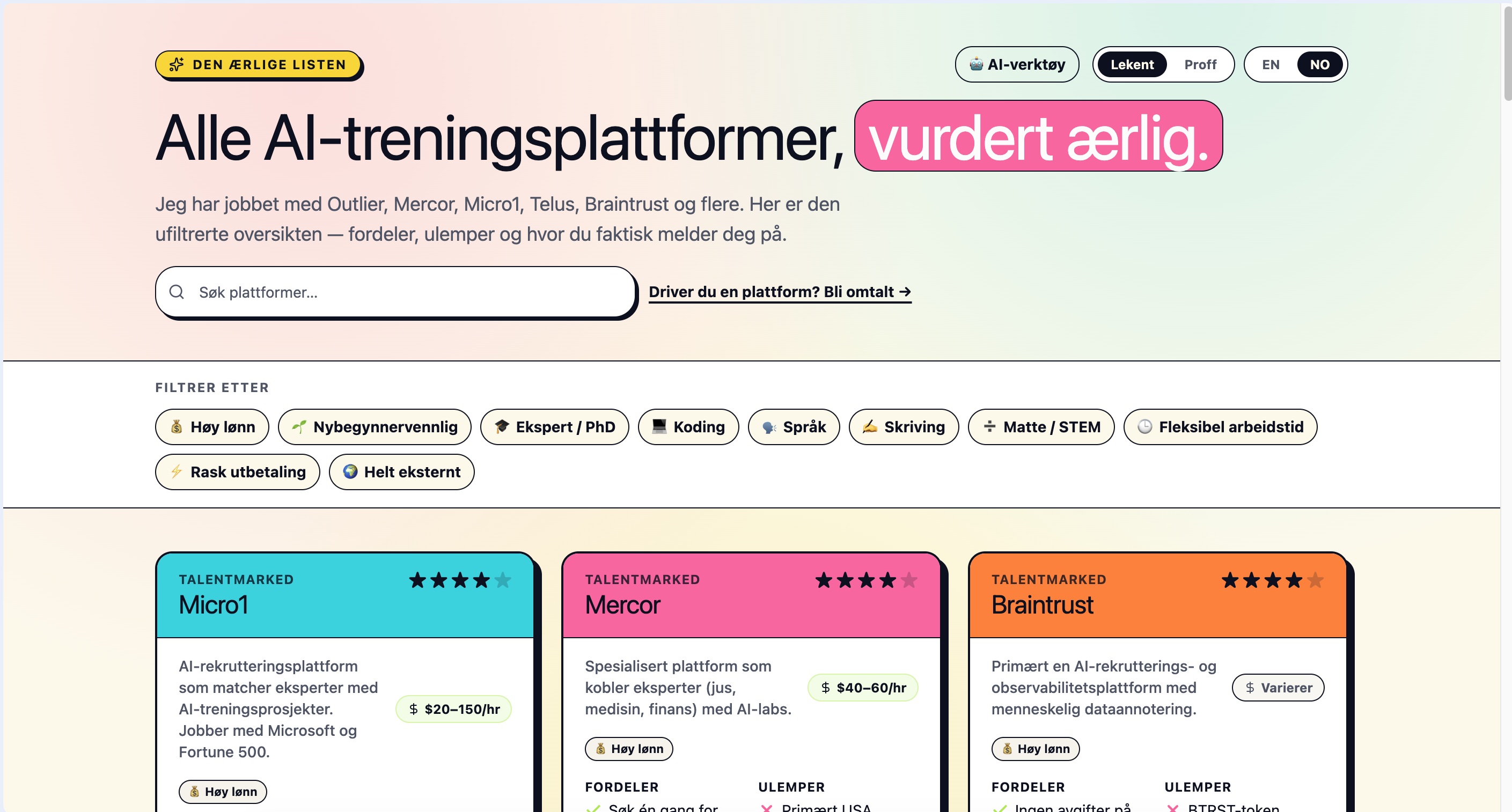 Ai Jobber og Platformer